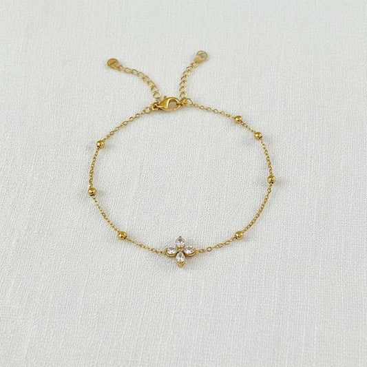 Clover Zirconia Necklace and Bracelet Set: A1