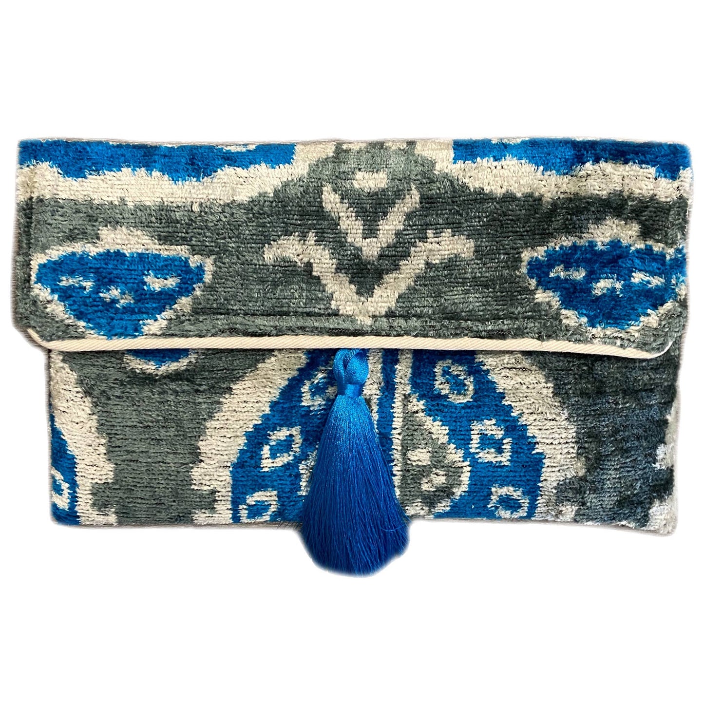 Ikat Assorted Velvet Clutch/Crossbody Bag: Fatima Fire