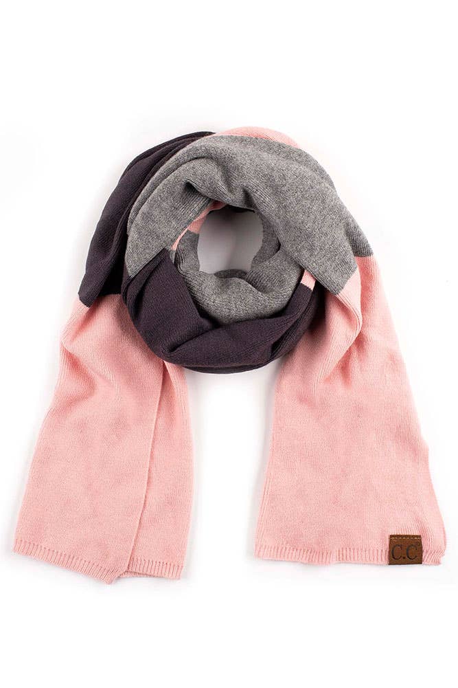 C.C Color Block Knit Scarf: Eggplant