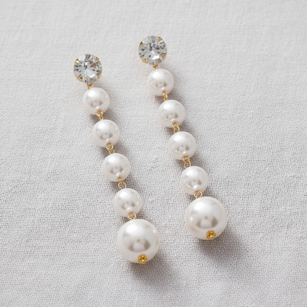 Retro Pearl Rhinestone Tassel Earrings