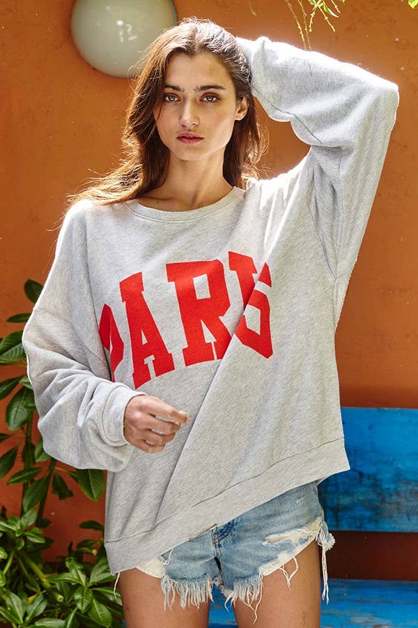 'PARIS' Graphic French Terry Oversize / CHARCOAL