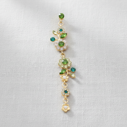 Vintage Rhinestone Floral Long Earrings