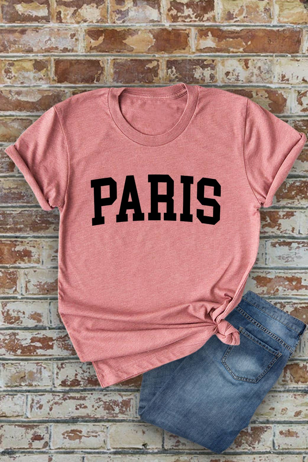 Paris, Unisex Round Neck Short Sleeve T-Shirt: M / Sand