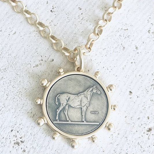 Matte gold horse coin jewelry