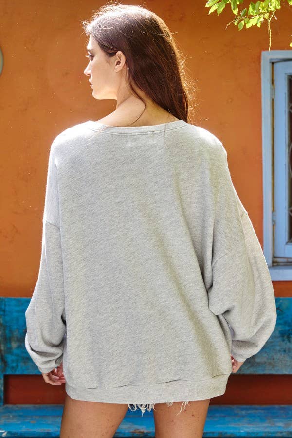 'PARIS' Graphic French Terry Oversize / CHARCOAL