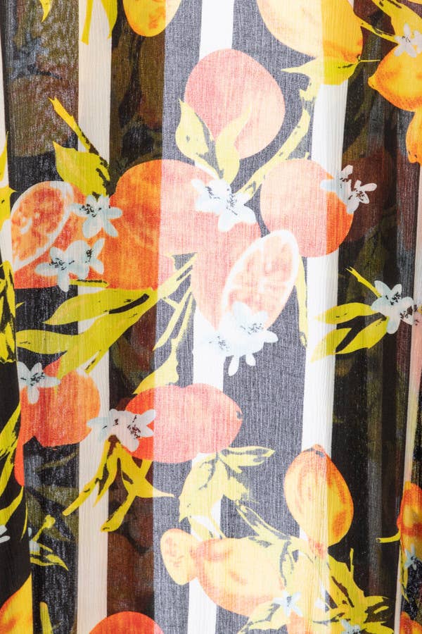 Citrus Motif Kimono: Black