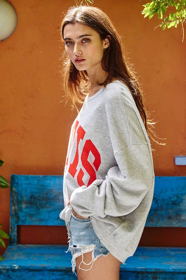 'PARIS' Graphic French Terry Oversize / CHARCOAL