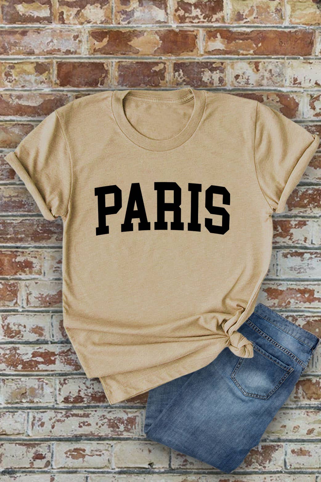 Paris, Unisex Round Neck Short Sleeve T-Shirt: M / D Rose/White