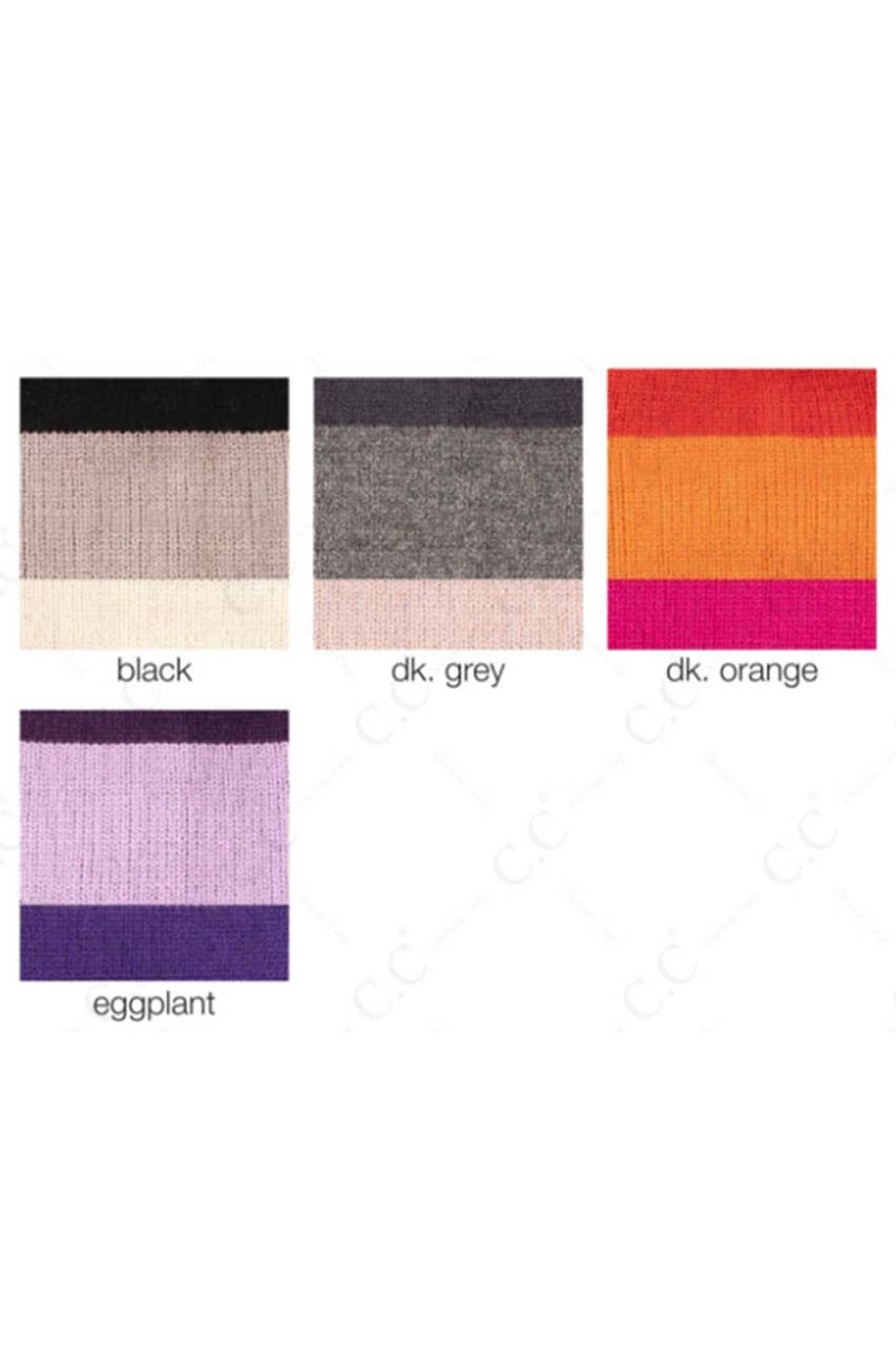 C.C Color Block Knit Scarf: Eggplant