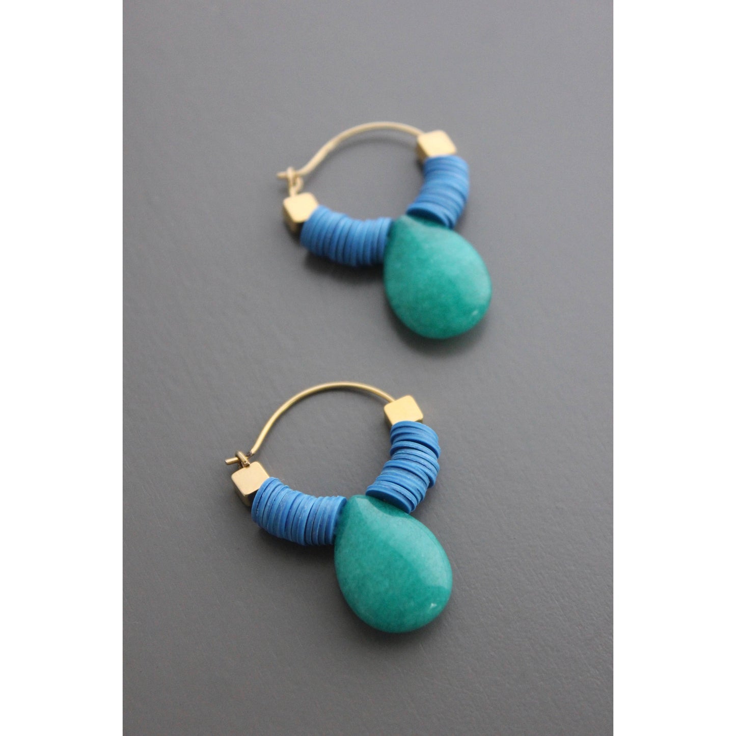 EMIE08 Blue hoop earrings