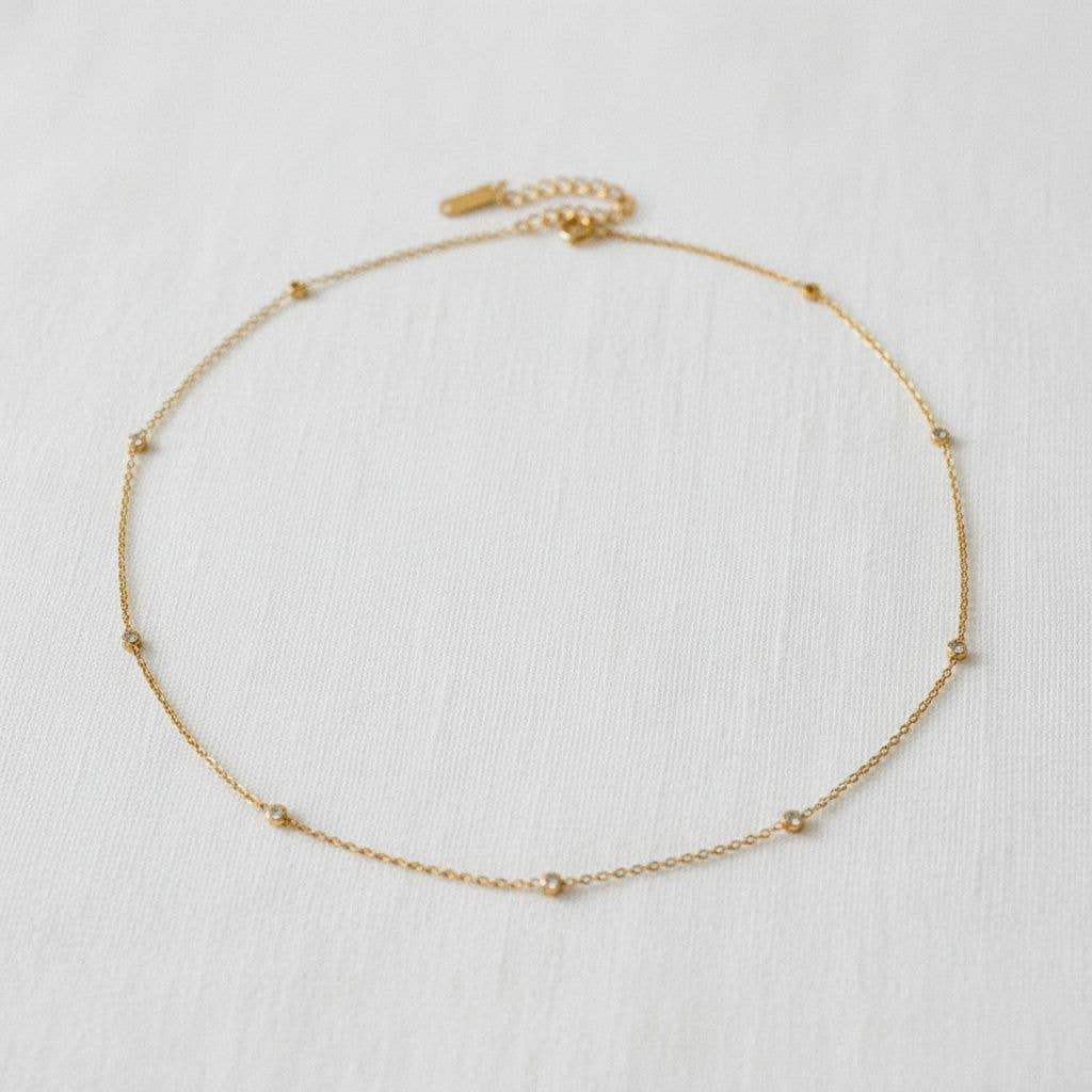 Gold Tone Cubic Zirconia Necklace: A1