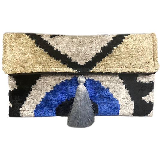 Ikat Assorted Velvet Clutch/Crossbody Bag: Faena