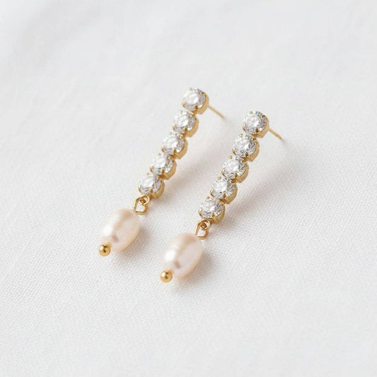 Dazzling Pearl and Crystal Drop Earrings