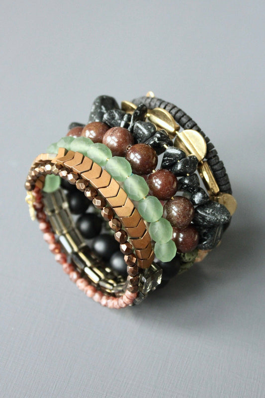 LEXB02 Moss and cocoa wrap bracelet