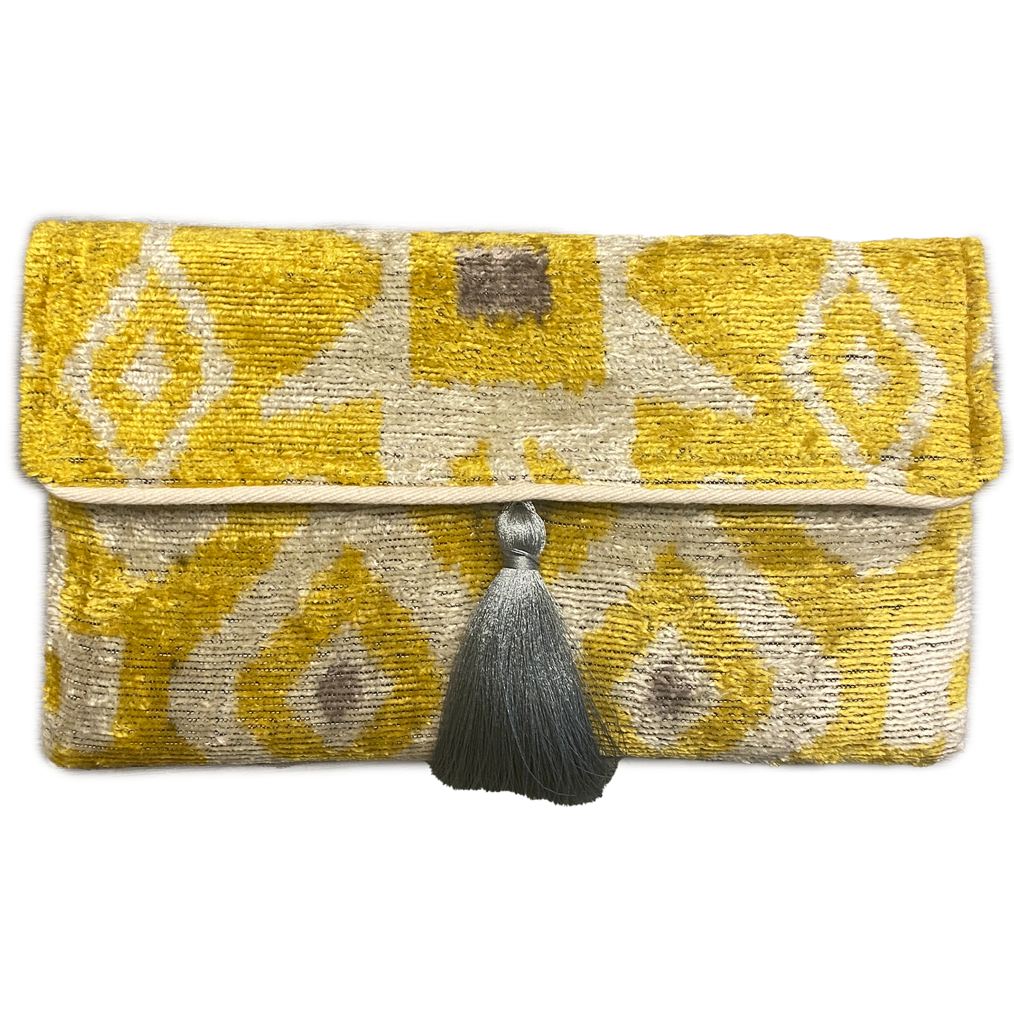 Ikat Assorted Velvet Clutch/Crossbody Bag: Fatima Fire