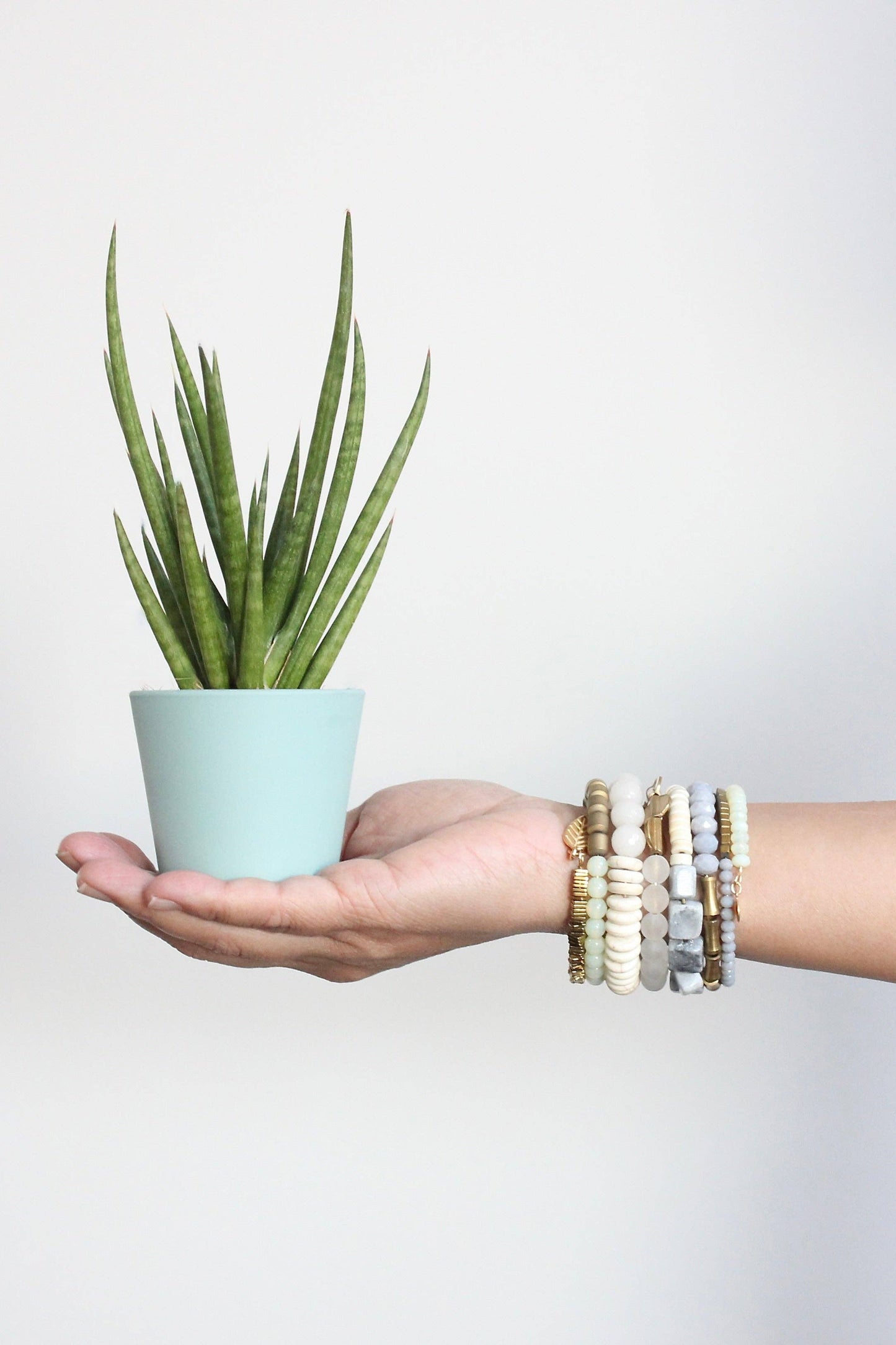 ISLB01 Gray, white, and brass wrap bracelet