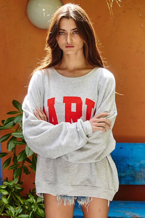 'PARIS' Graphic French Terry Oversize / CHARCOAL