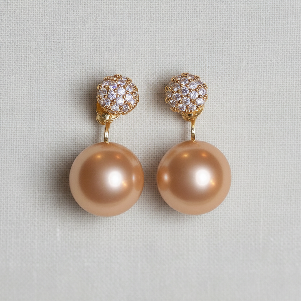 Vintage Zircon Pearl Stud Earrings