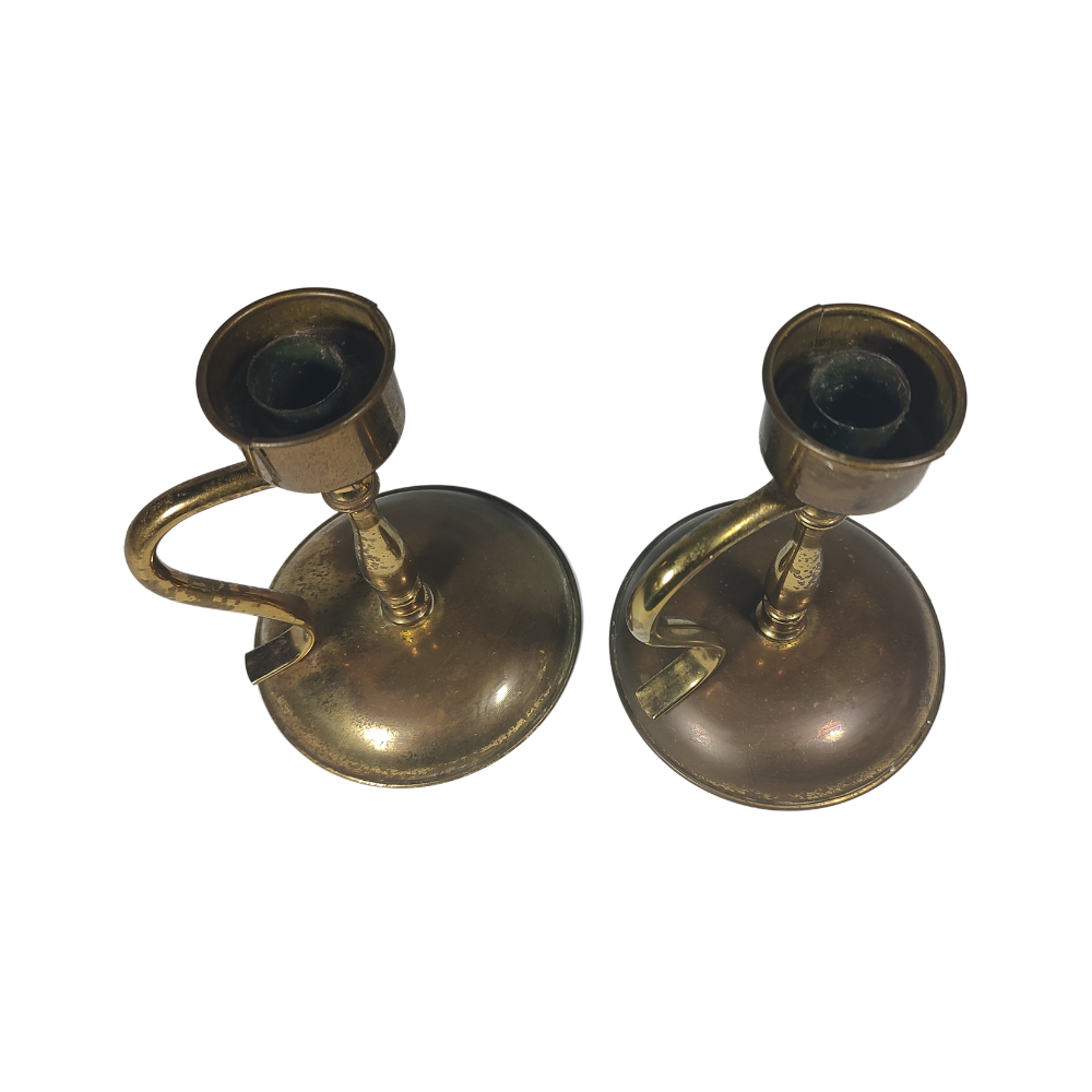 Vintage pair 1970's Brass Candle Holders