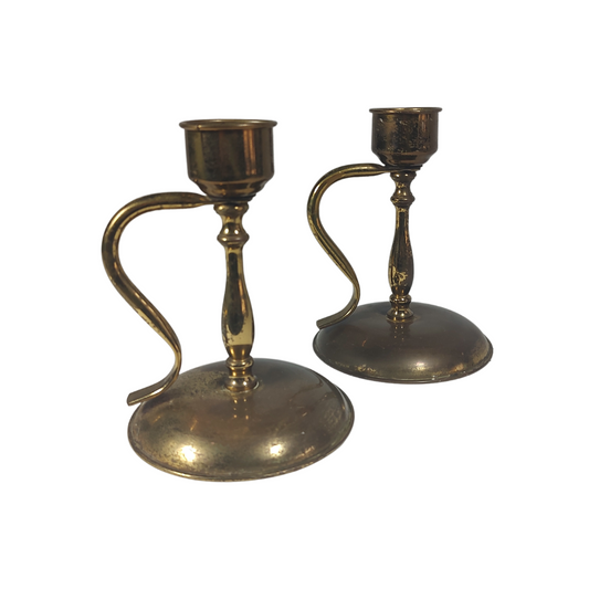 Vintage pair 1970's Brass Candle Holders