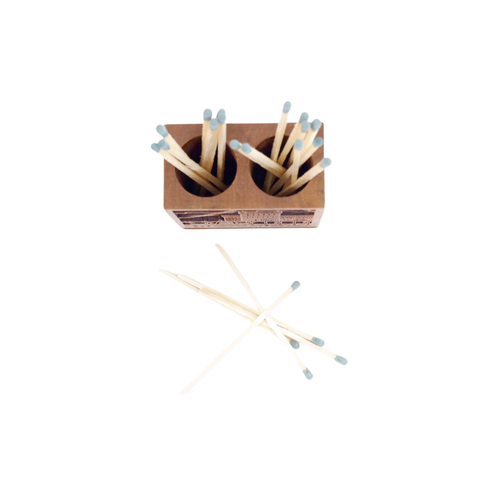 Wooden Candle/Match Holder 1970's Double