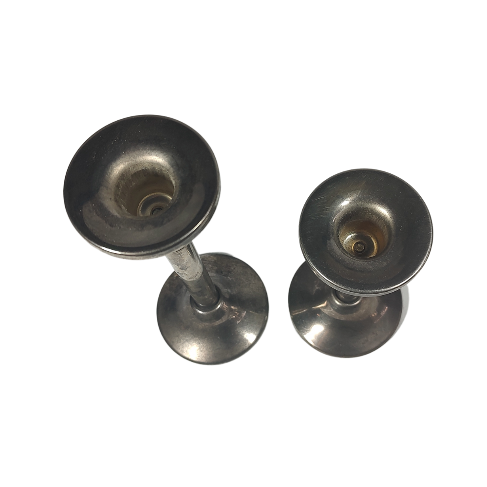 Aged Silver Candle Holder Duo