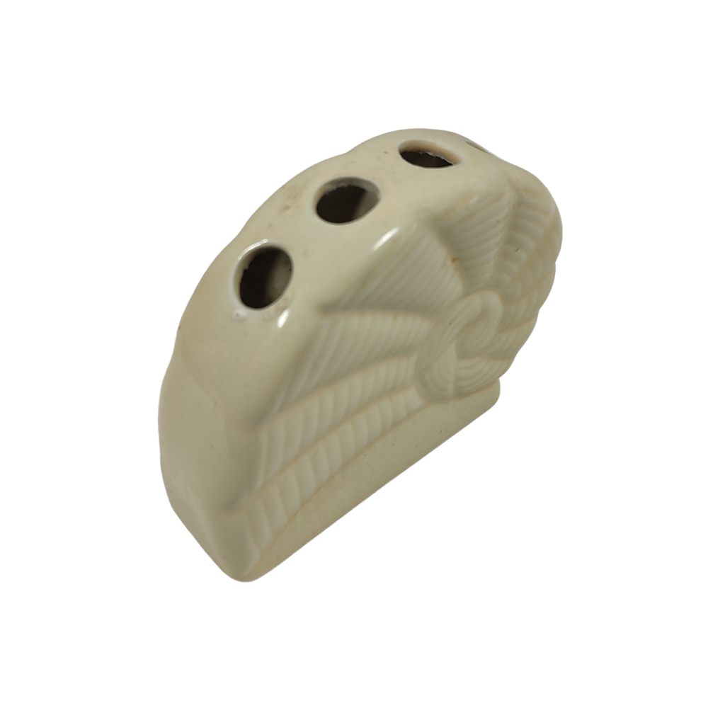 Creamy White Ceramic Bud Vase/ Shell Pen/Match Holder