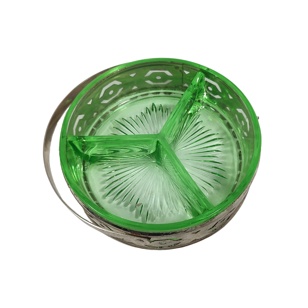 Uranium Glass and Silver Match / Cigarette Holder