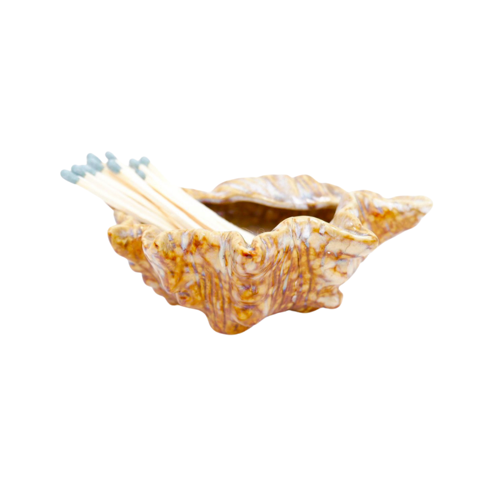 Ceramic Conch Shell Match Holder