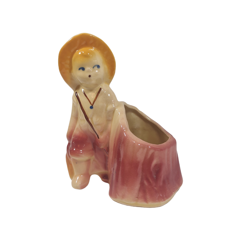 Vintage "USA" Porcelain "Little Fisherman" Match Holder