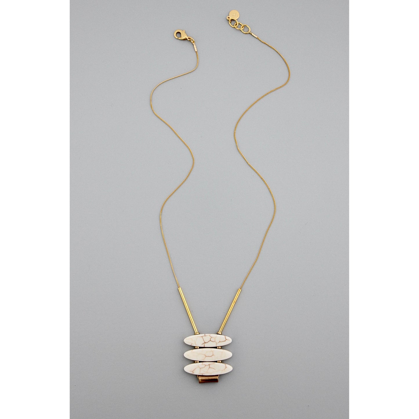 GND419 white magnesite ellipse geometric chain necklace