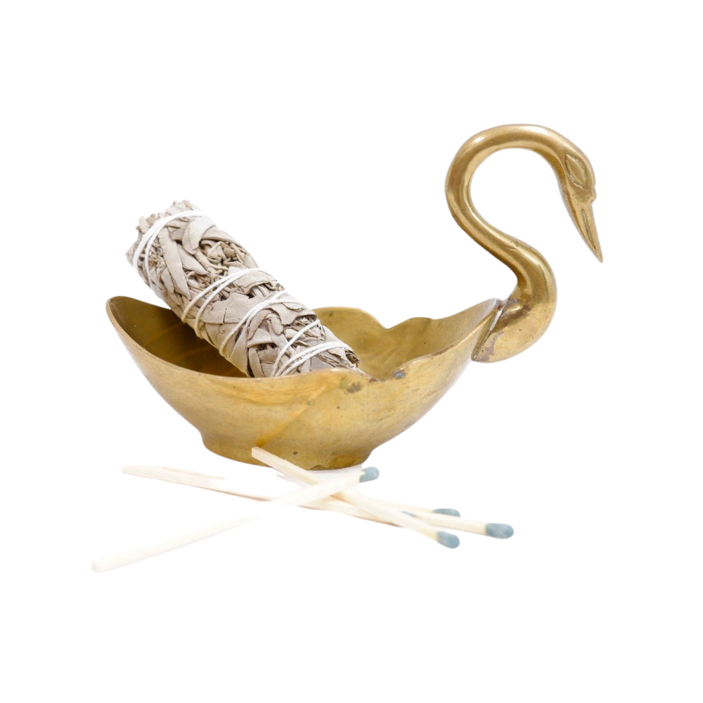 Petite Swan Aged Brass