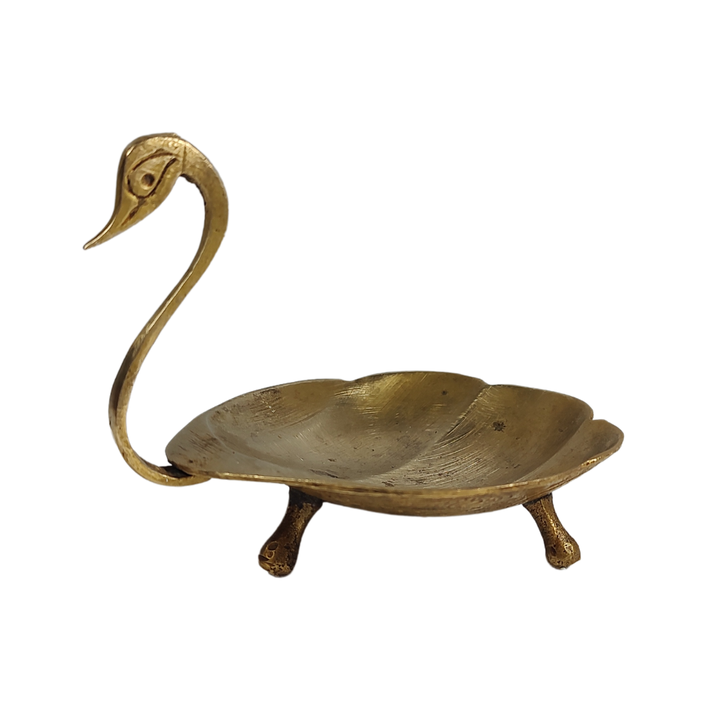 Indian Antique Brass Swan Jewelry Dish