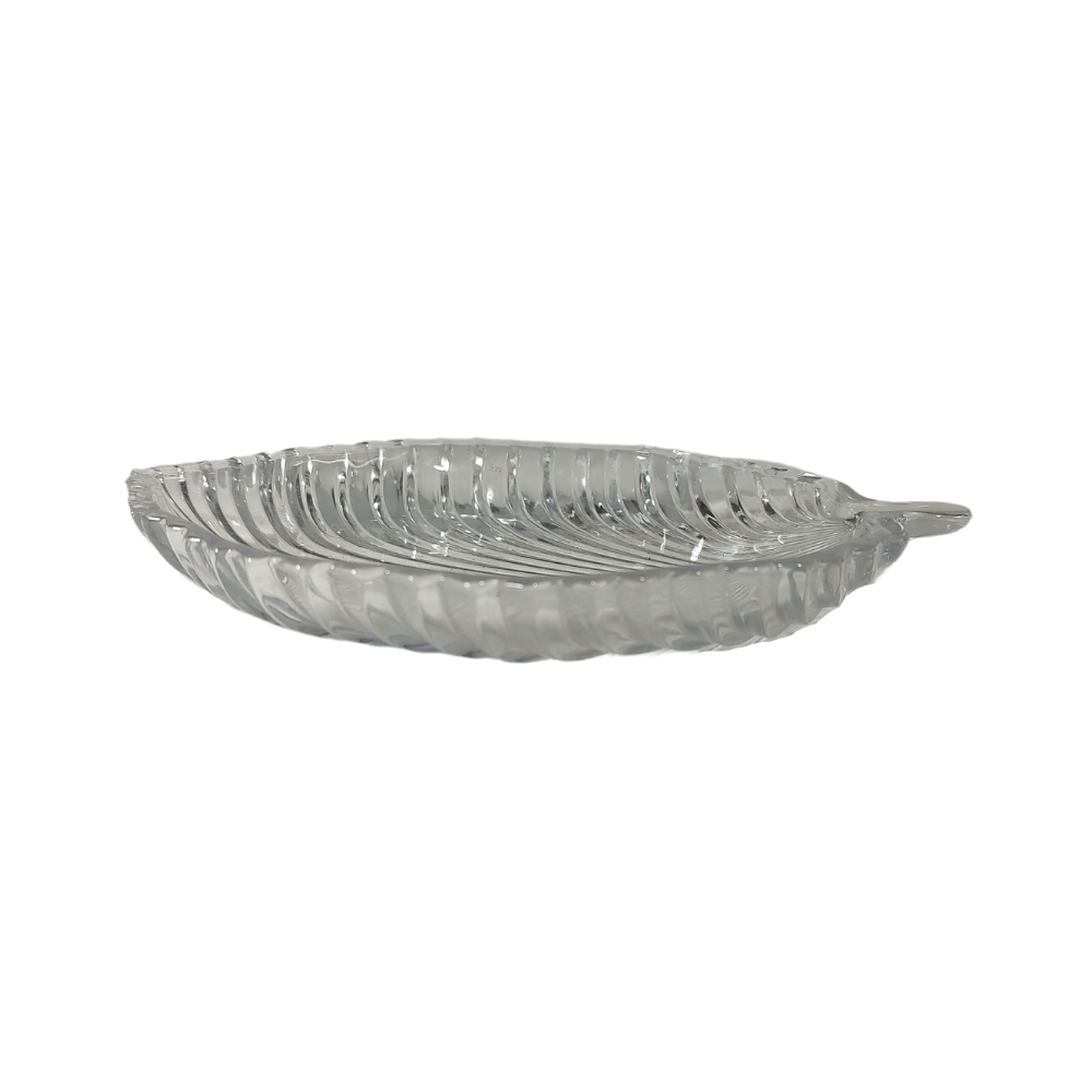 Crystal Tobacco Leaf Trinket Dish