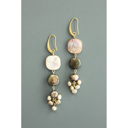 ATHE31 Mother of pearl and Fresh water pearl earrings