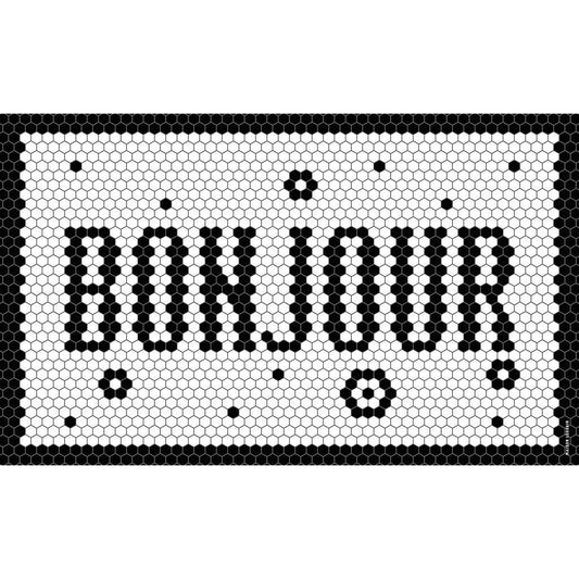 Vinyl Hex- Tile Bonjour Door or Kitchen Mat