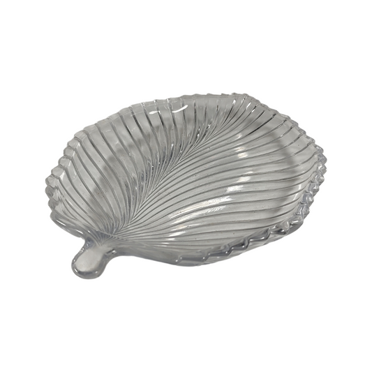 Crystal Tobacco Leaf Trinket Dish