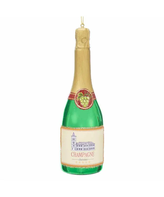 6"GLASS CHAMPAGNE BOTTLE ORNAMENT
