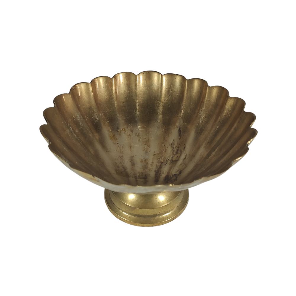 Heavy Brass Scallop Shell Trinket Footed Dish