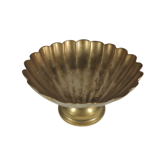 Heavy Brass Scallop Shell Trinket Footed Dish
