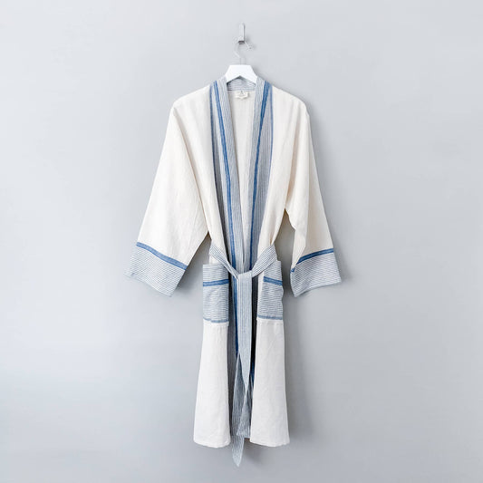 Ivory Blue Tribeca Long Bathrobe