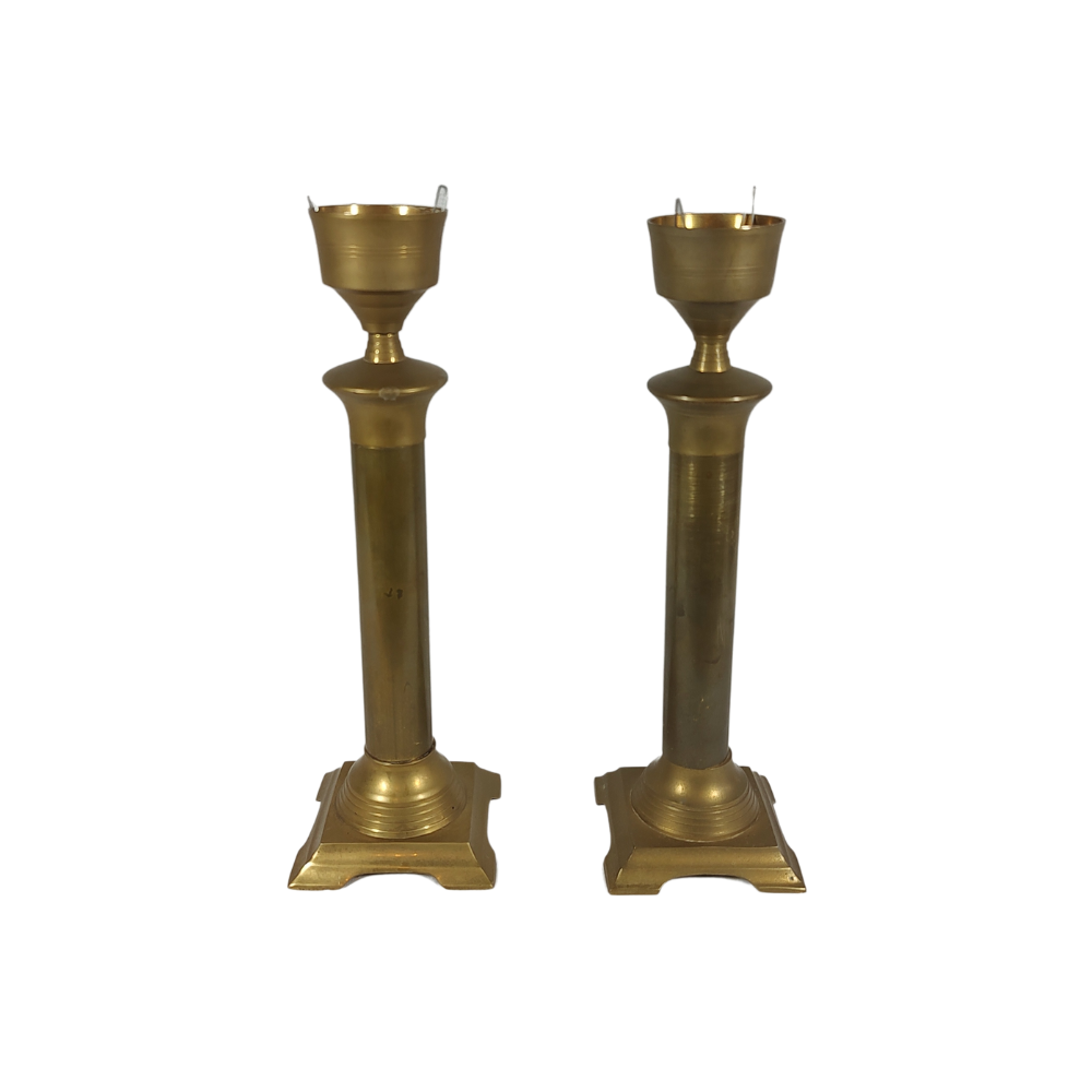 Tall Brass Candle Holder set 1970"