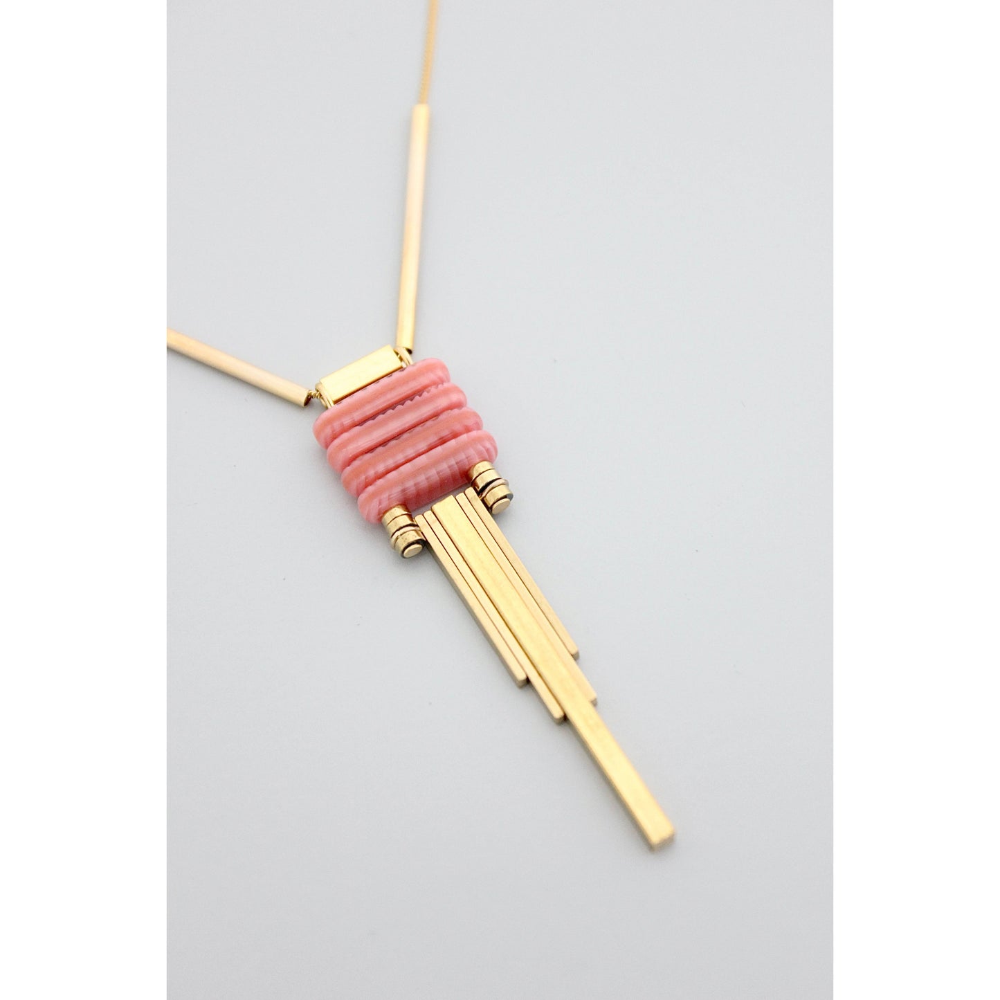 GND217 czech pink glass chain necklace