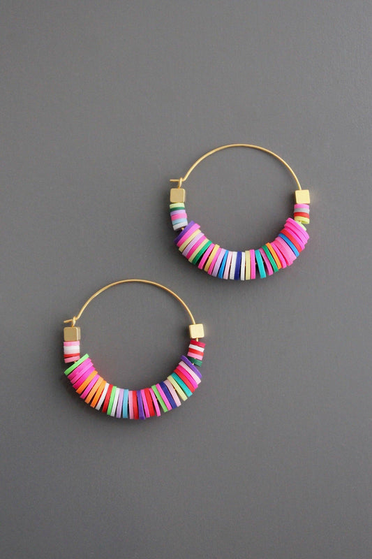 EMIE17 Rainbow hoop earrings