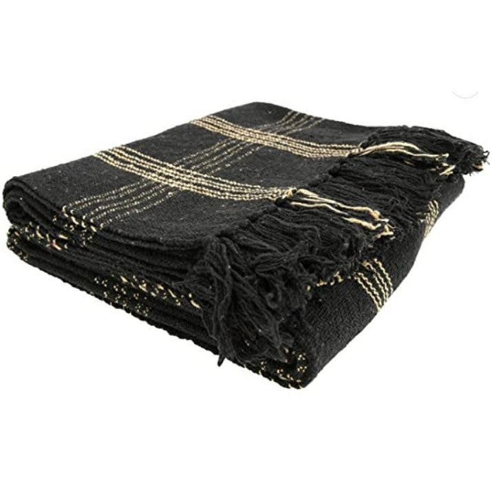 Soft Cotton Blend Woven Plaid Throw Blanket