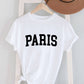 Paris, Unisex Round Neck Short Sleeve T-Shirt: M / H Grey/Black