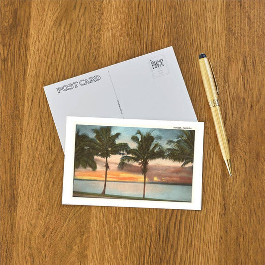 Postcard FL-18 Sunset, Palm Trees, Florida