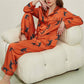 Leopard pattern loungewear 2-piece set of ice silk pajamas: Green / L