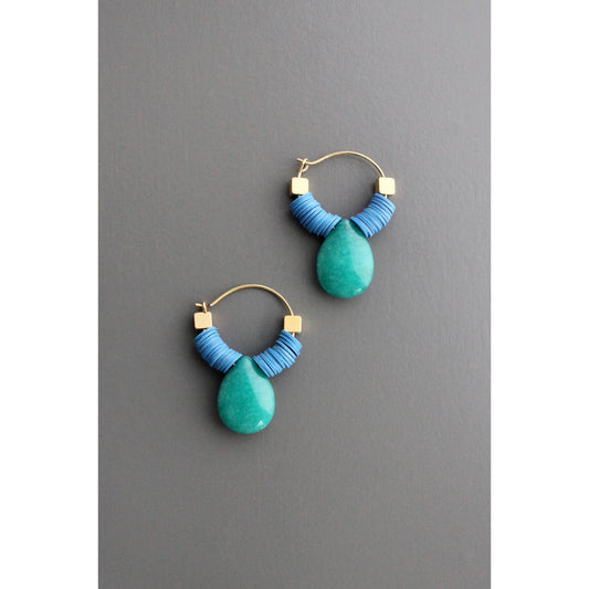 EMIE08 Blue hoop earrings