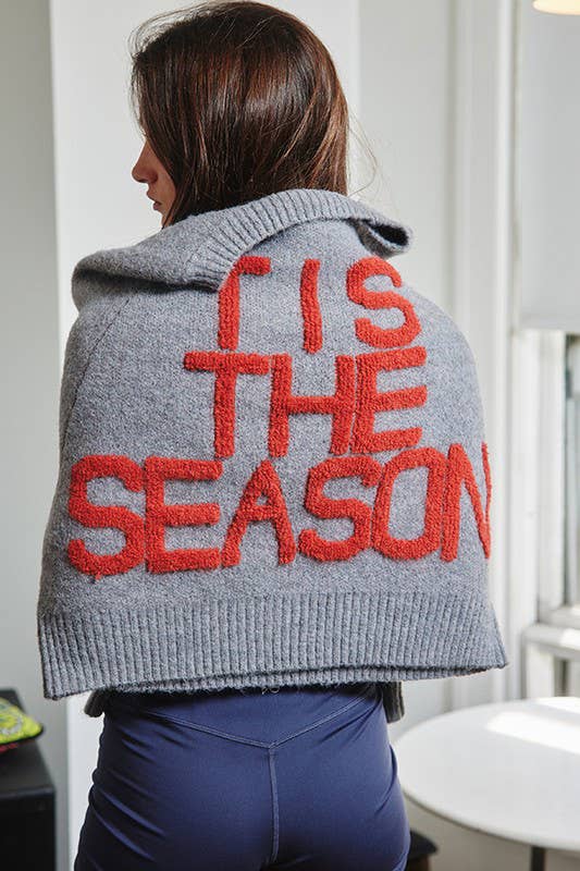 IT2389 'TIS THE SEASON & L'AMOUR' Lettering Sweater: Pink / S-M-L (2-2-2)